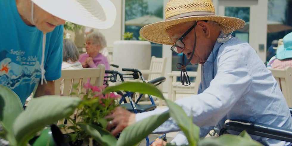 Resident doing gardening