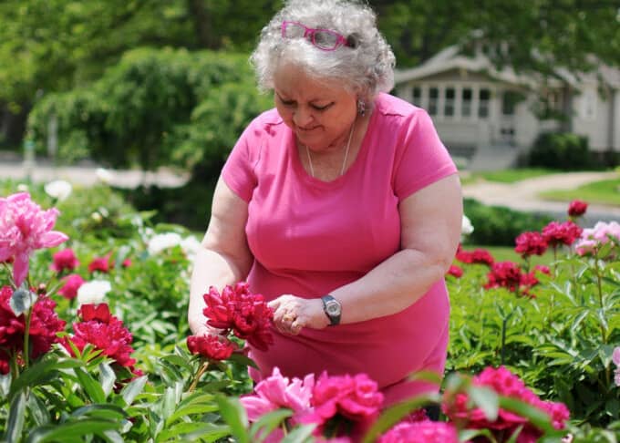 woman with flowers