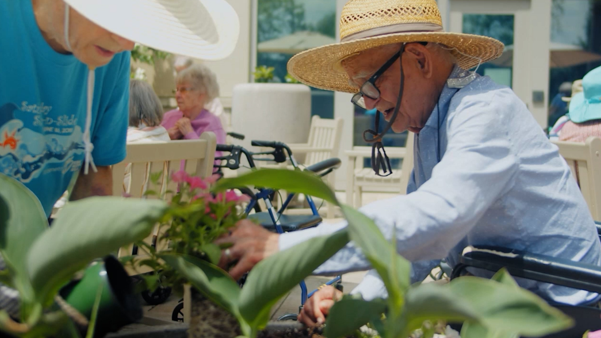 memory care residents gardening